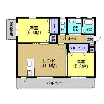 WINDY 紫原(2LDK/1階)の間取り写真