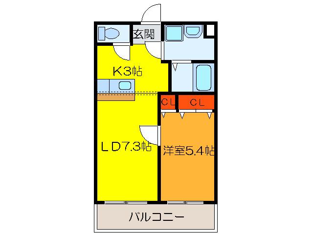リバーサイド金岡六番館(1LDK/2階)の間取り写真
