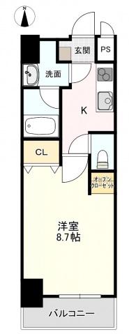 柳町CORAL(1K/4階)の間取り写真