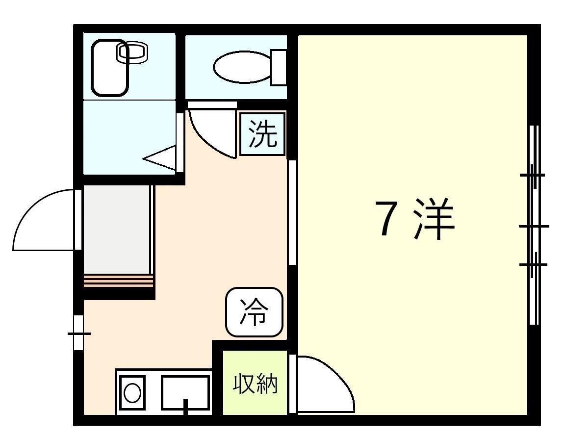 ふじハイツII(1K/1階)の間取り写真