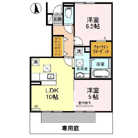 D-ROOMシルクマムB(2LDK/1階)の間取り写真