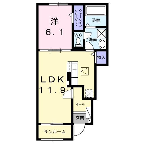グランテラス V(1LDK/1階)の間取り写真