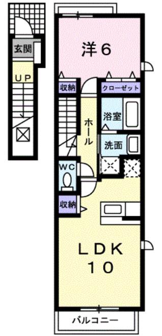 クローバーII(1LDK/2階)の間取り写真