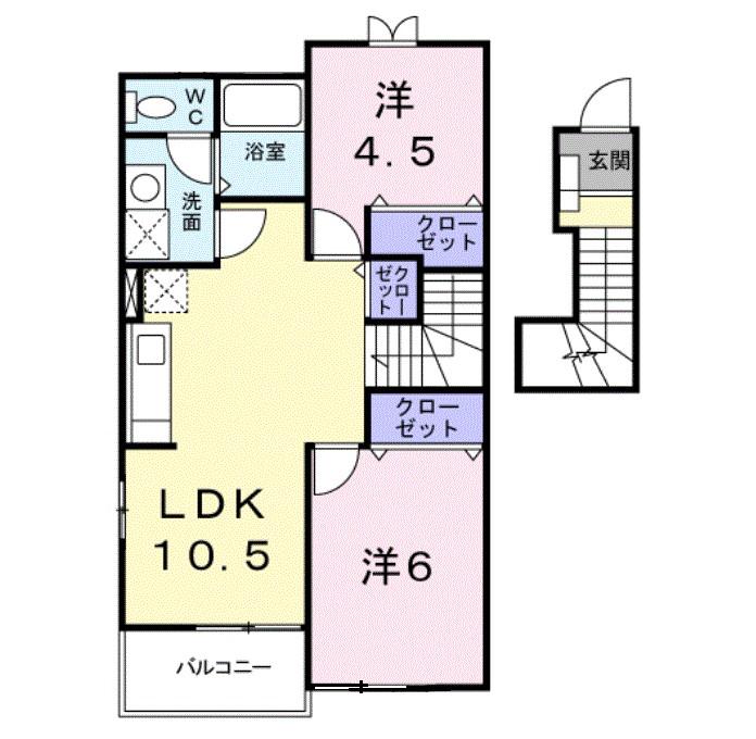 ピュア・サンシャイン(2LDK/2階)の間取り写真