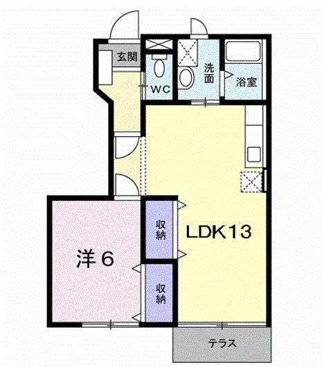 サンモールK(1LDK/1階)の間取り写真