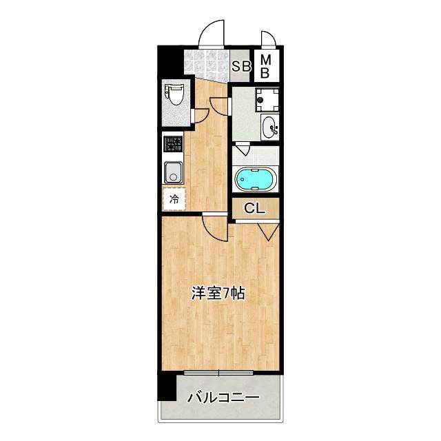 スプランディッド難波サウス(1K/9階)の間取り写真