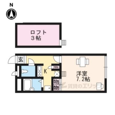 レオパレスセヴィル宝ヶ池(1K/2階)の間取り写真