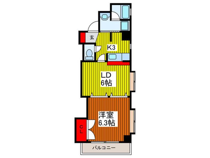ティアラ21(1LDK/6階)の間取り写真