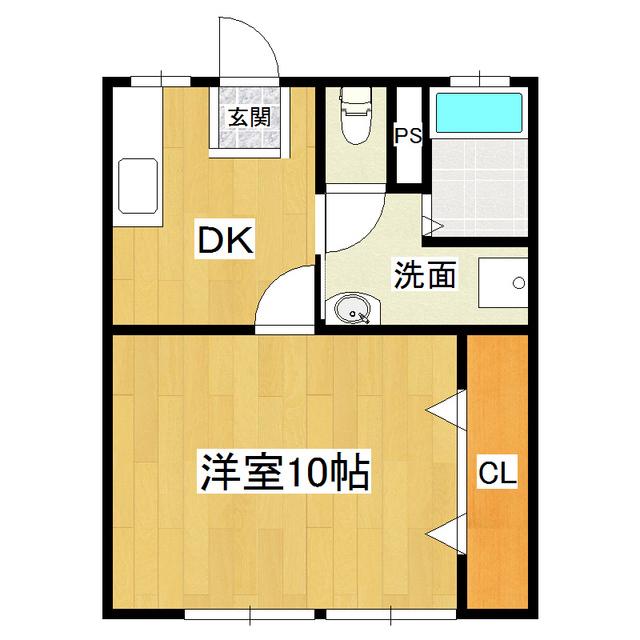 竹園ハイツI(1DK/1階)の間取り写真