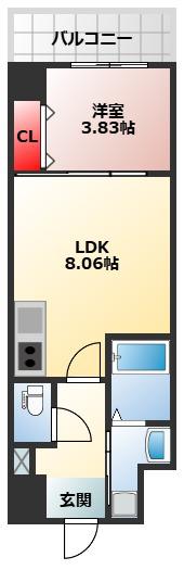 FREEDOM RESIDENCE堺寺地町(1LDK/7階)の間取り写真