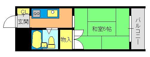 サンライフ伊川谷(ワンルーム/2階)の間取り写真