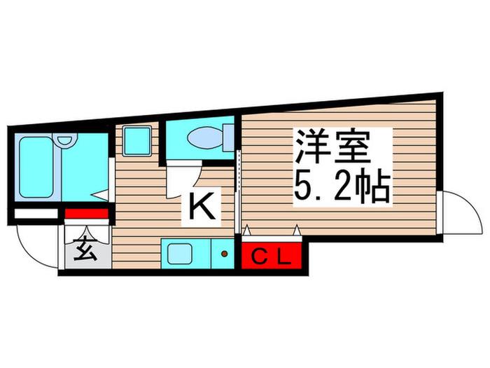 ロイヤルブルーゲート五反野(1K/3階)の間取り写真