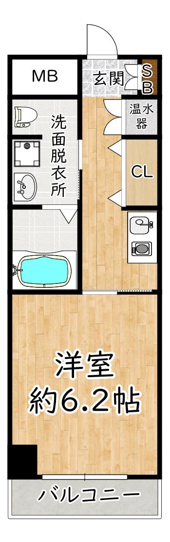 十三本町ウインズマンションII(1K/2階)の間取り写真