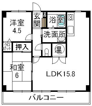 アメリエ辻(2LDK/2階)の間取り写真