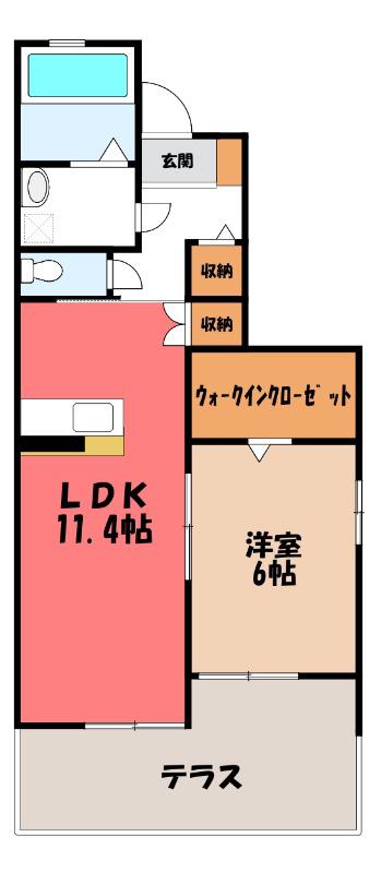 プランドールアネックスB(1LDK/1階)の間取り写真