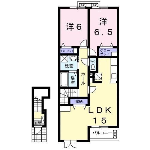 ジラソーレ(2LDK/2階)の間取り写真
