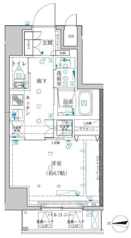 クレイシア両国ルクール(1K/5階)の間取り写真