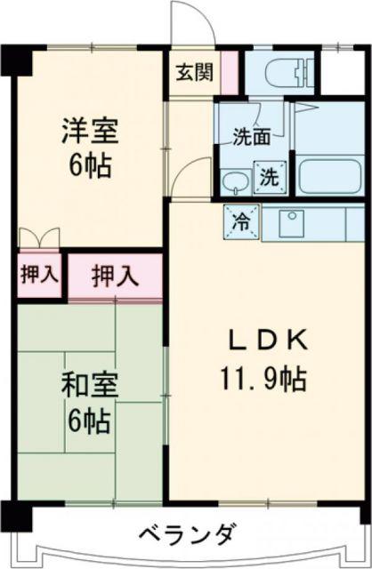 フィオーレ豊橋(2LDK/13階)の間取り写真