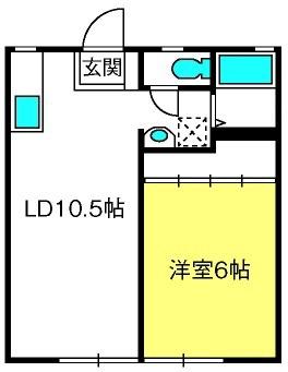二見パナハイツ(1LDK/2階)の間取り写真