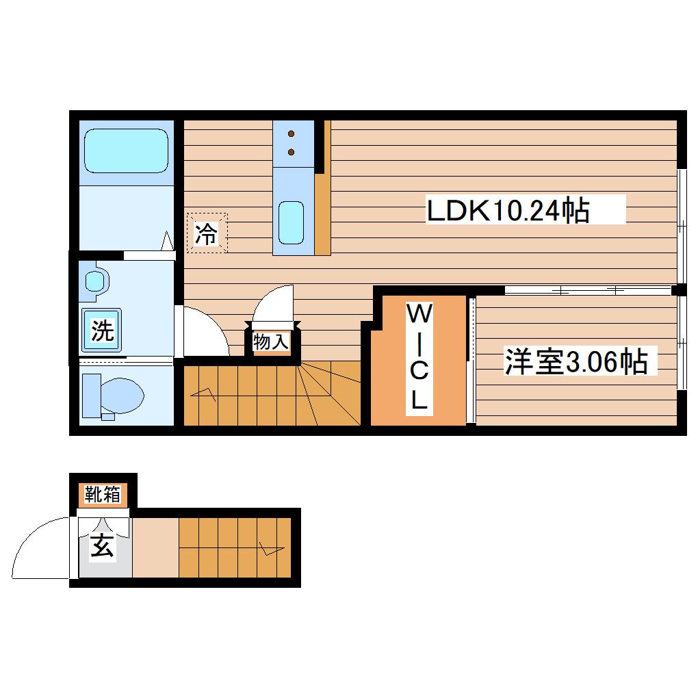 グランヴィラ八本松(1LDK/2階)の間取り写真