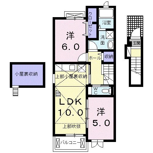 J スタジアム フロント(2LDK/2階)の間取り写真