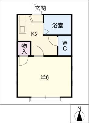 ハイツ翔A棟(1K/2階)の間取り写真