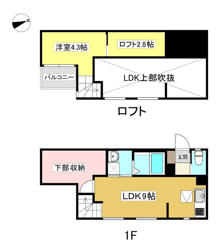 INFINA岡崎(1LDK/1階)の間取り写真