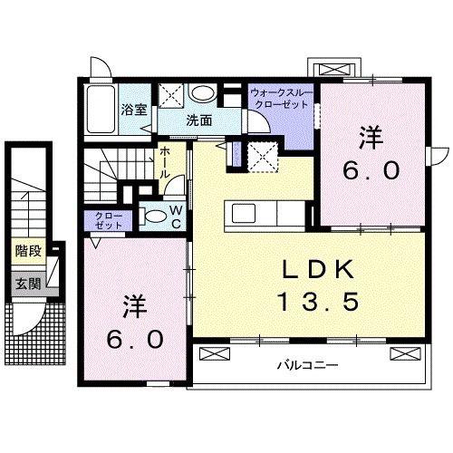スウィート・K(2LDK/2階)の間取り写真
