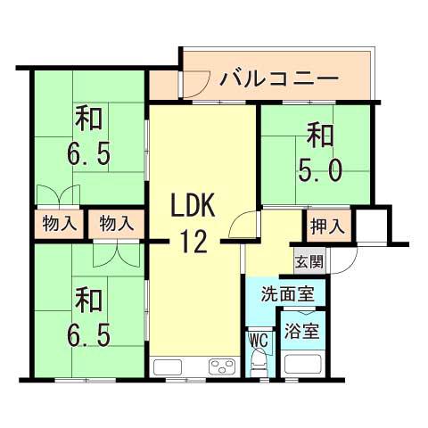 高倉台10団地46号棟(3LDK/5階)の間取り写真