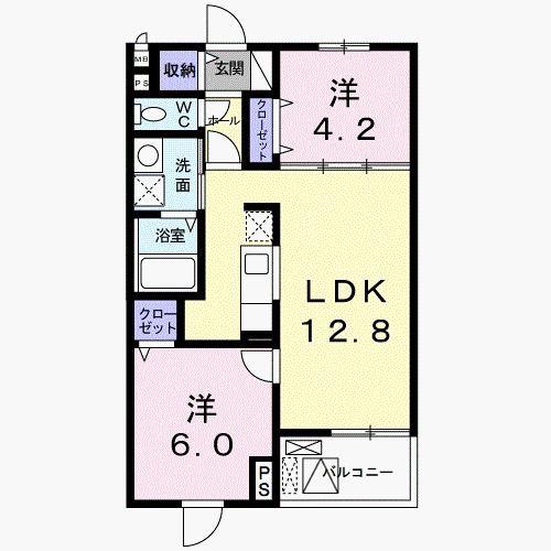 グランファーレ(2LDK/4階)の間取り写真