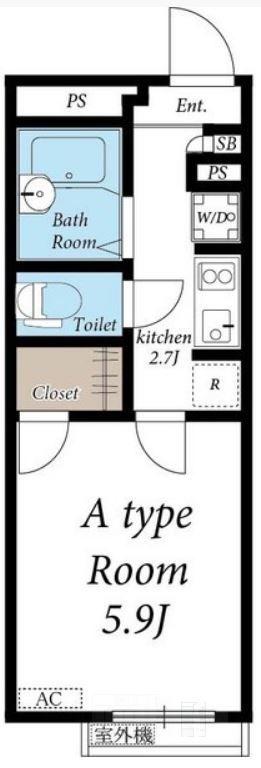 エムズステート荏田(1K/1階)の間取り写真