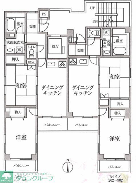 ロマーナ参番館(2DK/9階)の間取り写真