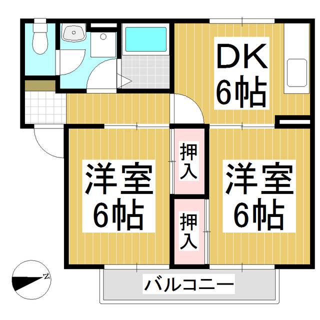 ハイツカスターニエ(2DK/1階)の間取り写真
