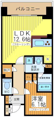 リージア経堂テラスガーデン(1LDK/5階)の間取り写真
