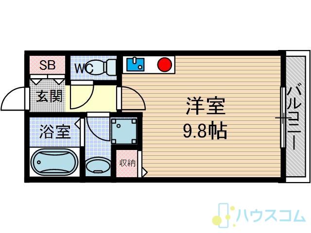 レジデンスKU(ワンルーム/2階)の間取り写真