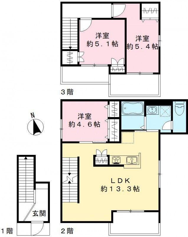 トワボヌールー和泉4丁目-(3LDK/2階)の間取り写真