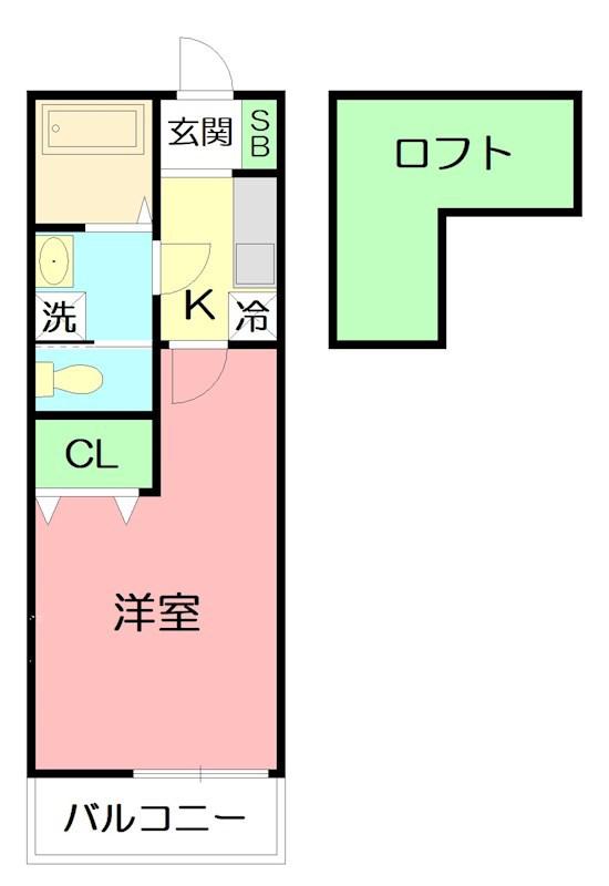 エタニティ京(1K/2階)の間取り写真