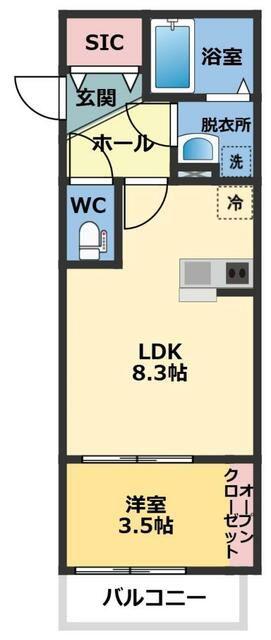 メゾン・ドゥ・アッシュ市川II(1LDK/1階)の間取り写真