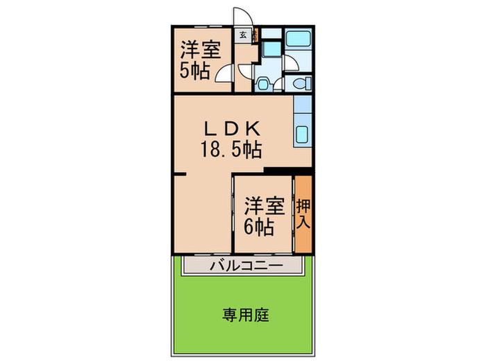 サンハイム吉川(2LDK/1階)の間取り写真