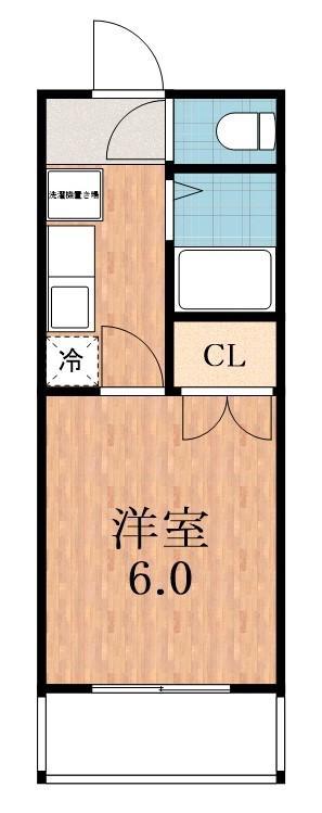 マンション白鷺(1K/2階)の間取り写真