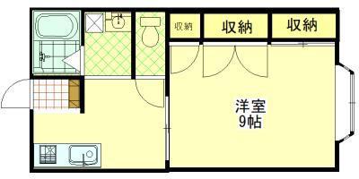 ラセーヌ石塚(1DK/2階)の間取り写真