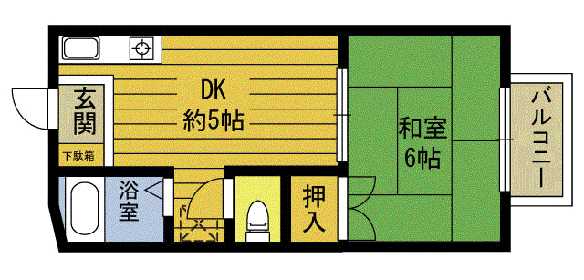 プレジール花の木B(1DK/2階)の間取り写真