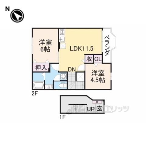 プロムナードⅠ(2LDK/2階)の間取り写真