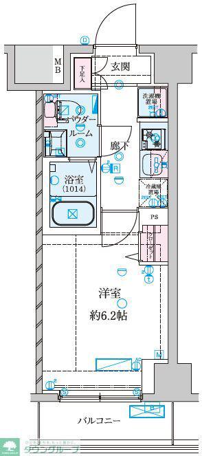 GENOVIA南鳩ヶ谷(1K/6階)の間取り写真