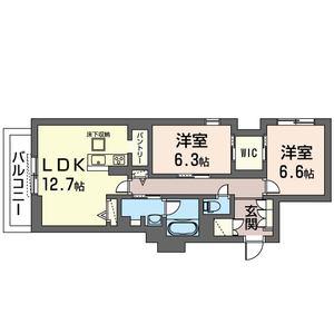ラ グリシーヌ(2LDK/1階)の間取り写真
