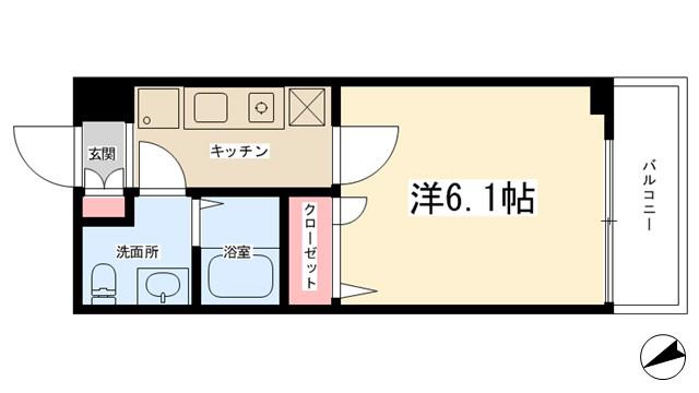 古淵グローバルハウス(1K/7階)の間取り写真