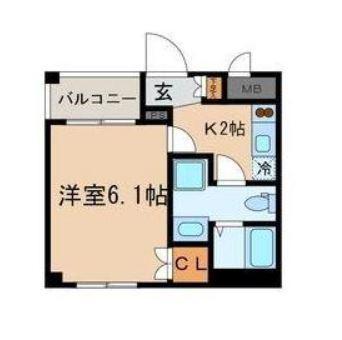 ラフィネ森下(1K/4階)の間取り写真