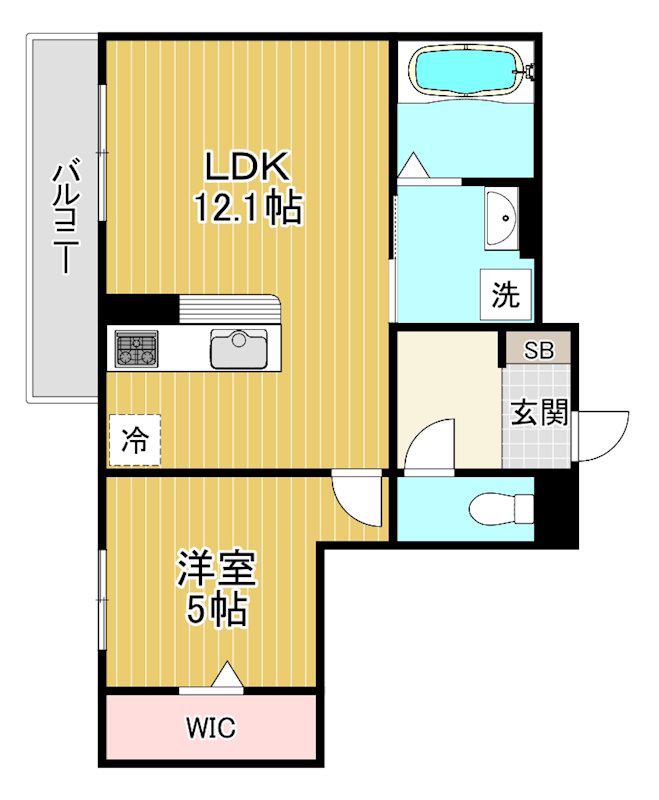 栗東市綣9丁目共同(1LDK/2階)の間取り写真