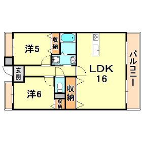 シャトー永井II(2LDK/2階)の間取り写真