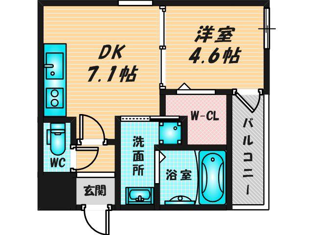 フジパレス近鉄長瀬(1DK/2階)の間取り写真